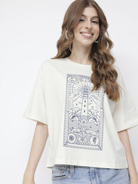 DressBerry Nautical Chic Print Boxy T-shirt