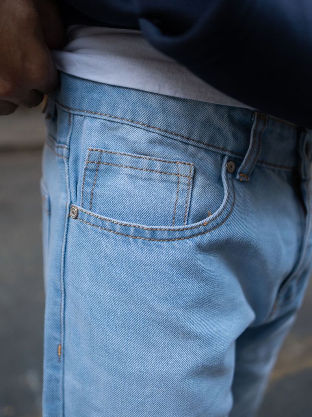 Powerlook Men Sky Blue Baggy Fit Pure Cotton Denim Jeans