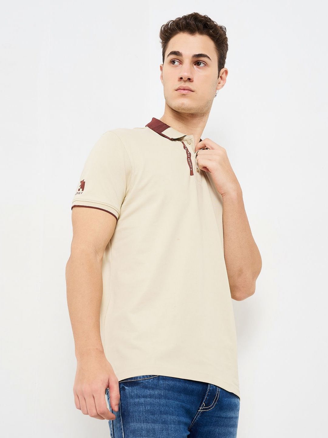 SPYKAR Men Solid Polo Collar Cotton Slim Fit T-shirt