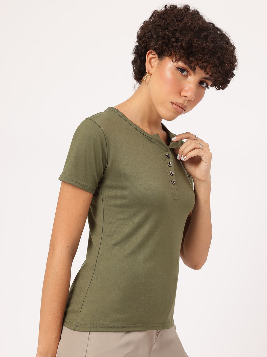 DressBerry Urban Chic Henley Neck T-shirt