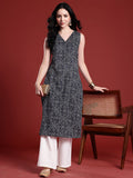 Anouk Bandhani Print Straight Kurta