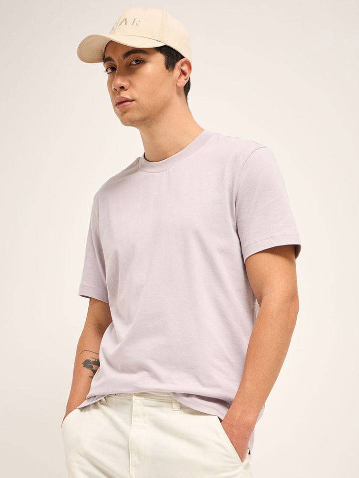 THE BEAR HOUSE Men Solid Round Neck  Pure Cotton T-shirt