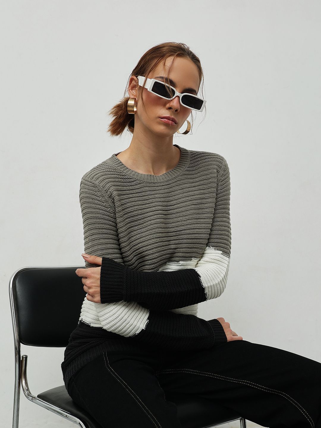 STREET 9 Women Colourblocked Pullover