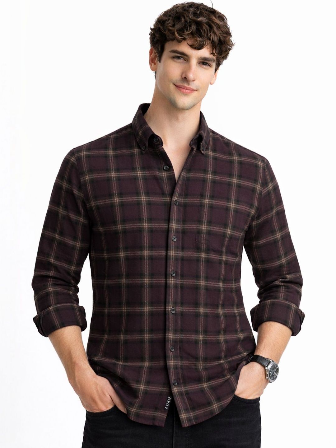 ADRO Men Standard Tartan Checks Checked Casual Shirt
