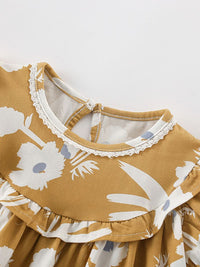 YK Floral Print Puff Sleeve Fit & Flare Mini Dress