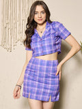 Berrylush Checked Crop Top With Mini Skirt