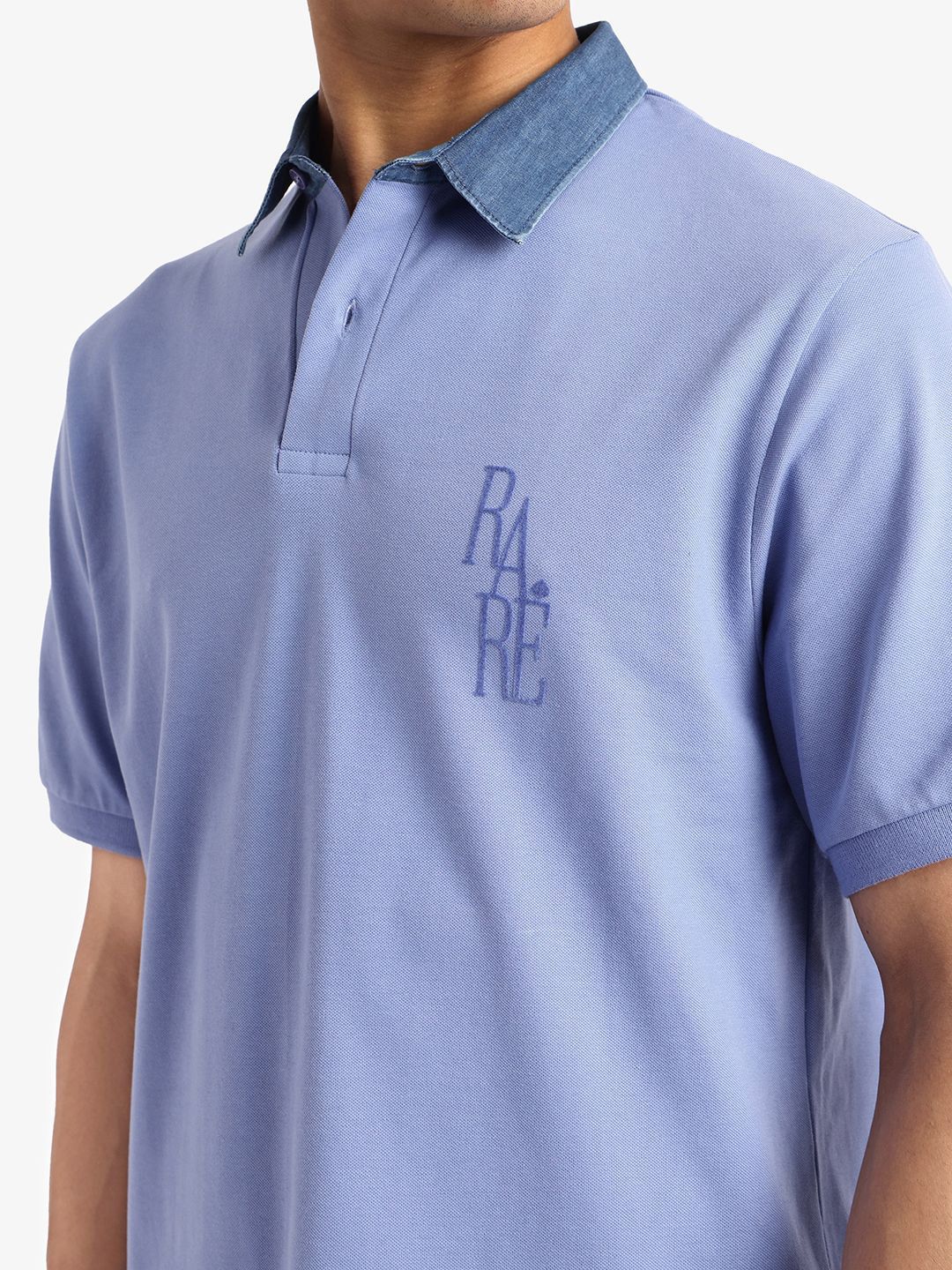 RARE RABBIT Men Solid Polo Collar Cotton T-shirt