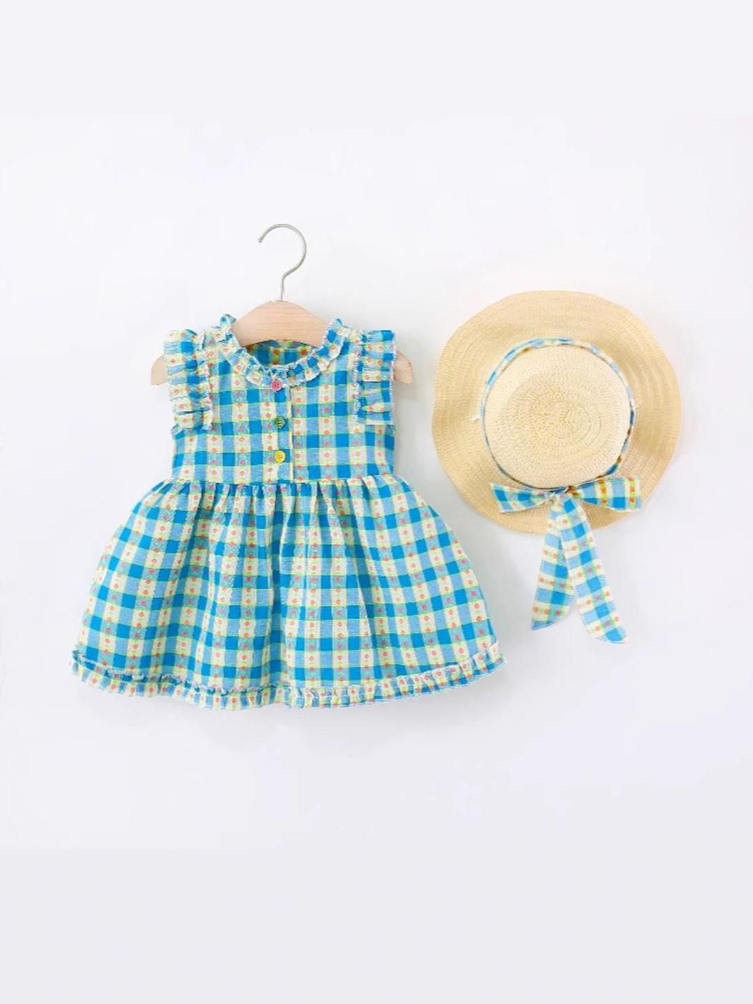 YK Checked Fit & Flare Dress