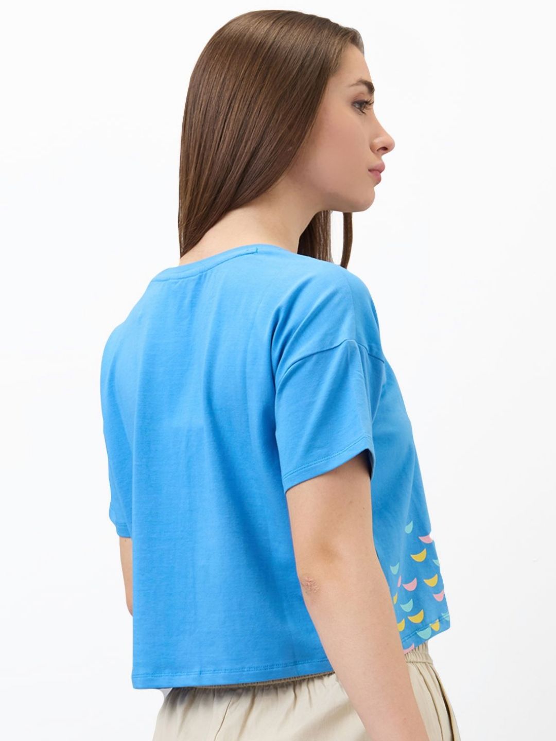 SPYKAR Women Graphic Printed Round Neck Cotton Boxy T-shirt