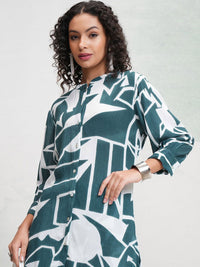 Vishudh Blue & White Printed Pure Cotton Shirt & Palazzo