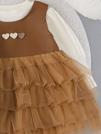 YK Girls Colourblocked Fit and Flare Dress