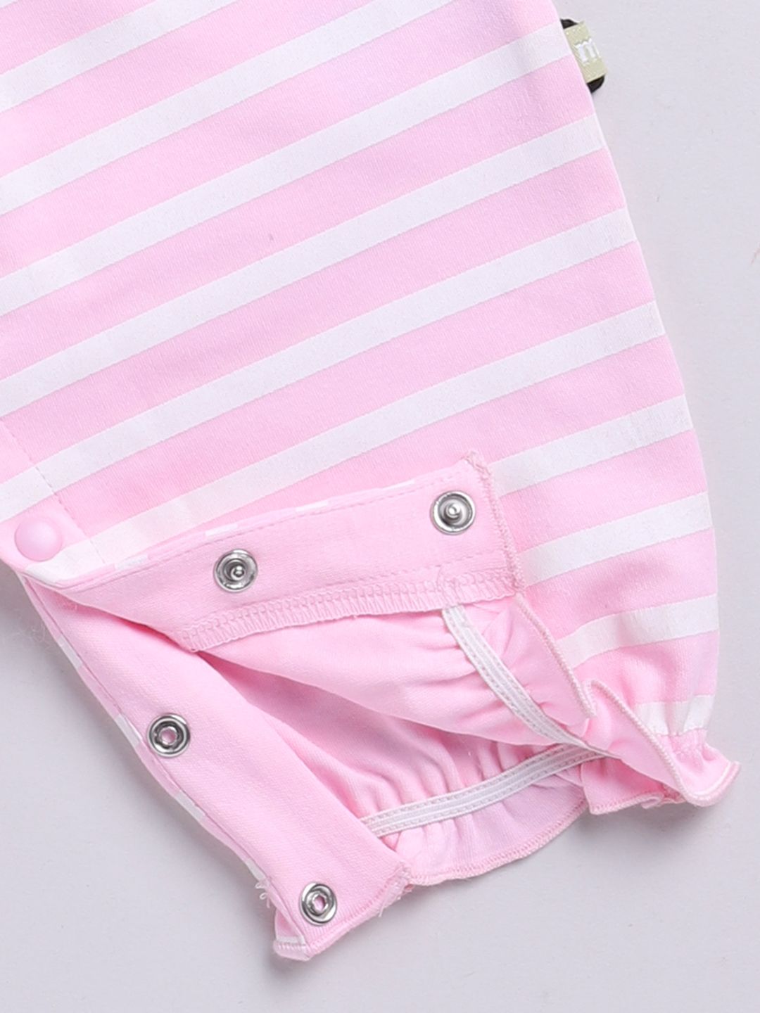 Moms Love Infants Girls Striped Pure Cotton Rompers With Ruffle Detail