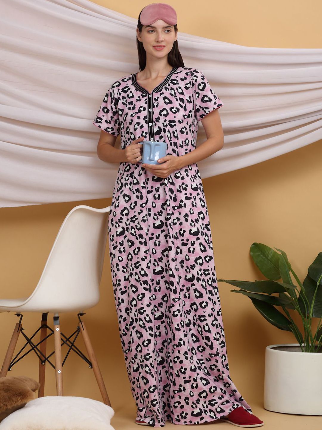 Sweet Dreams Printed Pure Cotton Maxi Nightdress