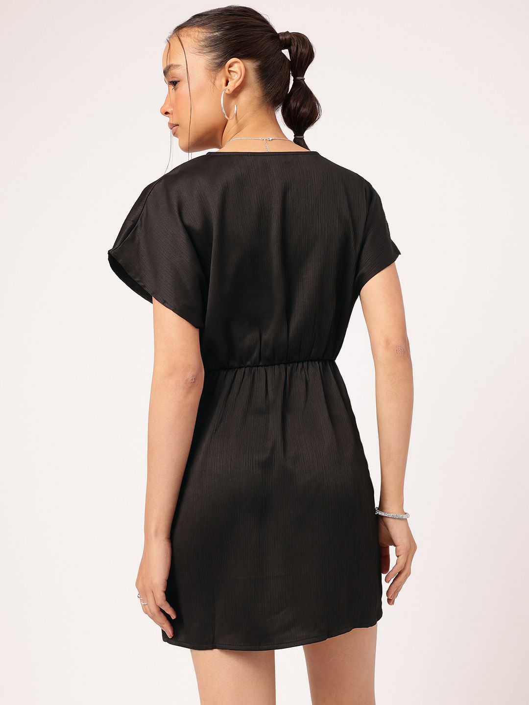 DressBerry Textured Tie-Up Mini Wrap Dress