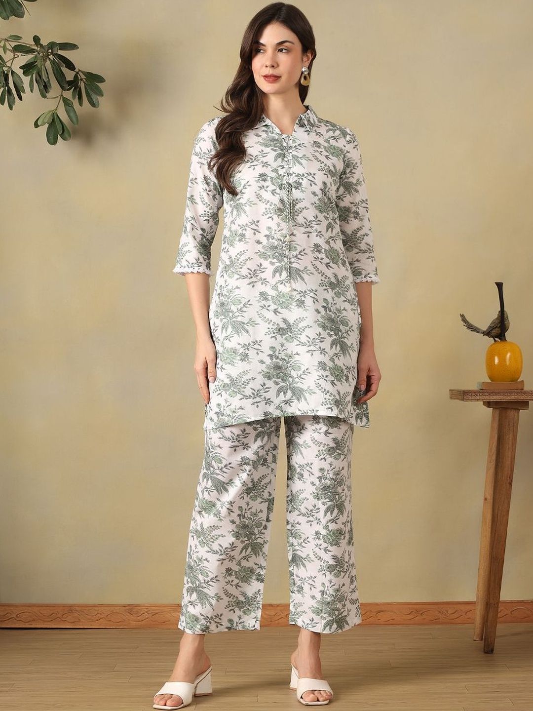 Mamicha Floral Cotton Printed Tunic with Trousers