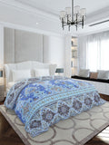 Monte Carlo Blue & White Ethnic Motifs Mild Winter 210 GSM Double Bed Duvet Cover
