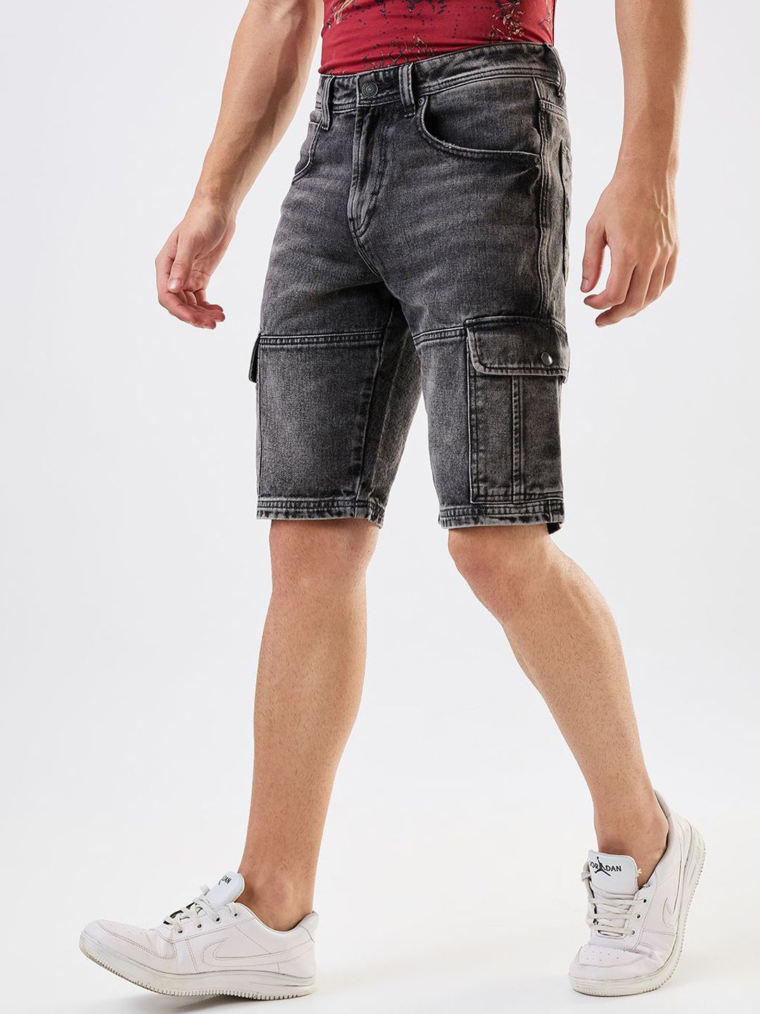SPYKAR Men Washed Regular Fit Cotton Denim Shorts