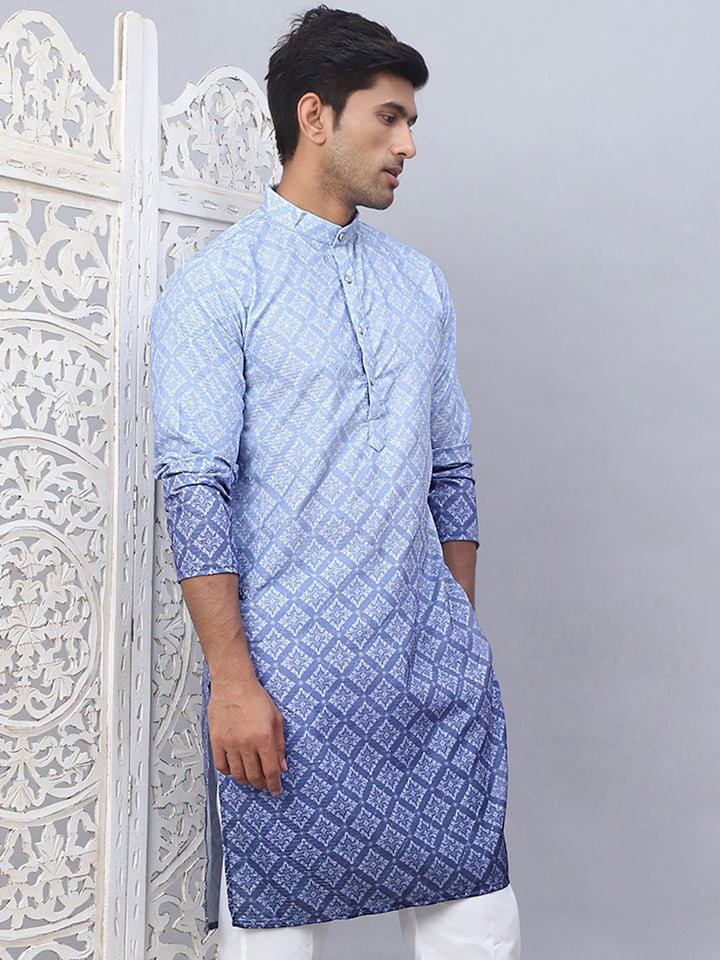 Jompers Ethnic Motifs Printed Mandarin Collar Straight Kurta