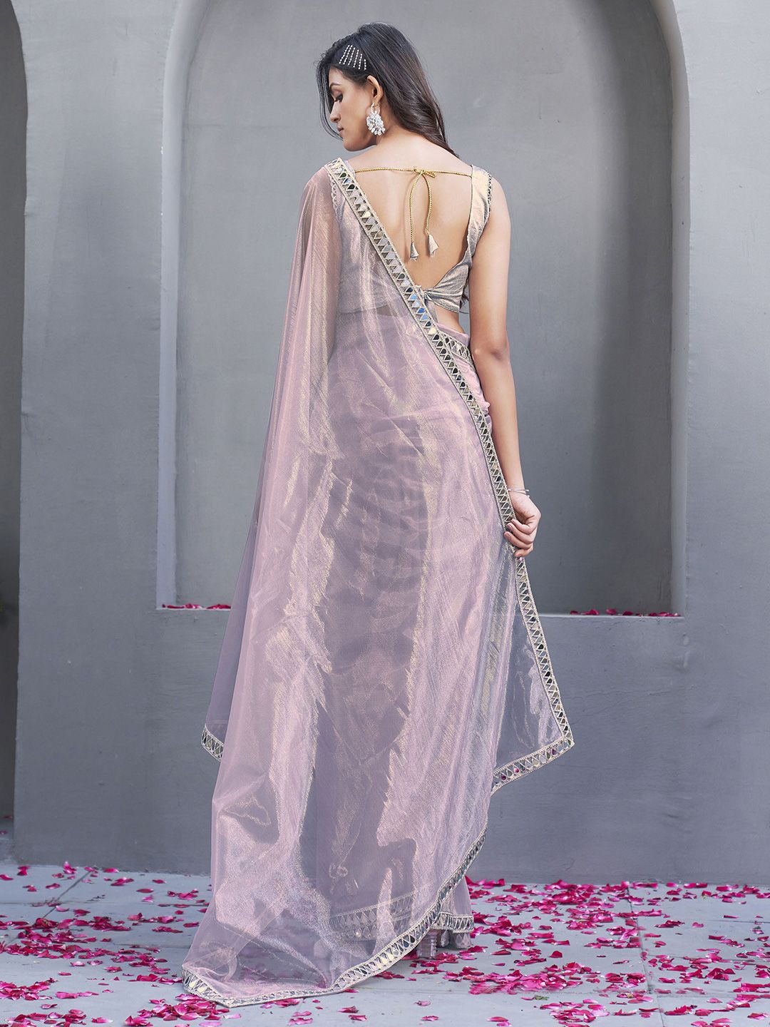 Tikhi Imli Embellished Mirror Work Net Saree