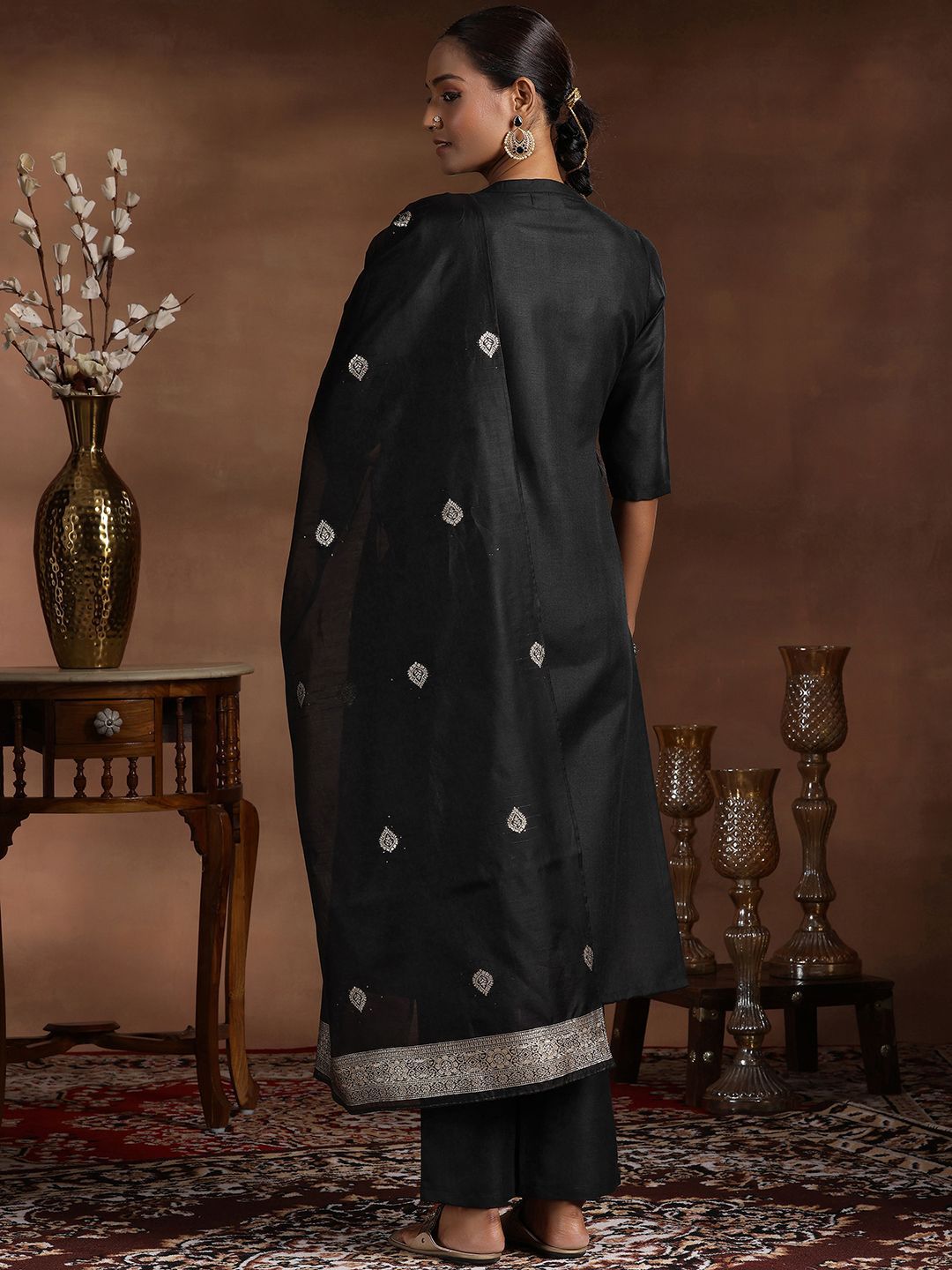 Libas Pleated Kurta with Trousers & Dupatta