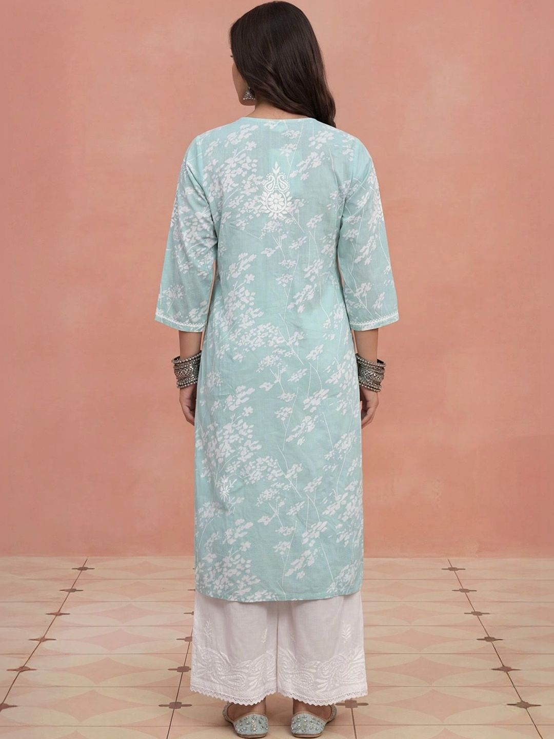 Rumah Wanita Chikankari Sulam Kurta Chikankari