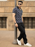 Powerlook SS25 Geometric Knit Polo Collar Pure Cotton T-Shirt