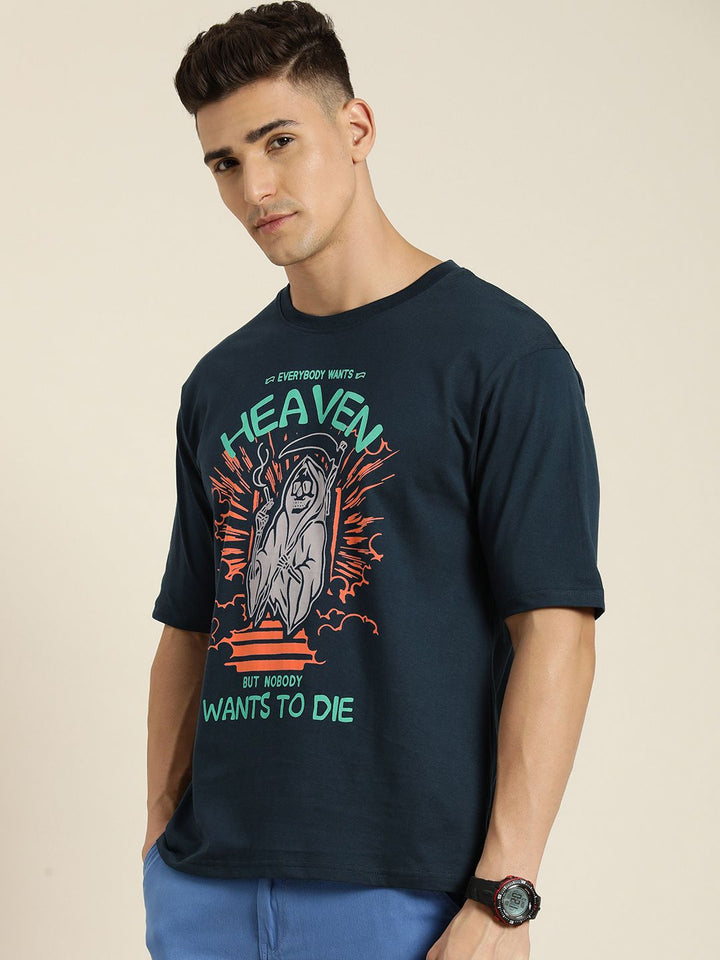 Difference of Opinion Men Graphic Printed Oversized Pure Cotton T-shirt