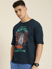 Difference of Opinion Men Graphic Printed Oversized Pure Cotton T-shirt