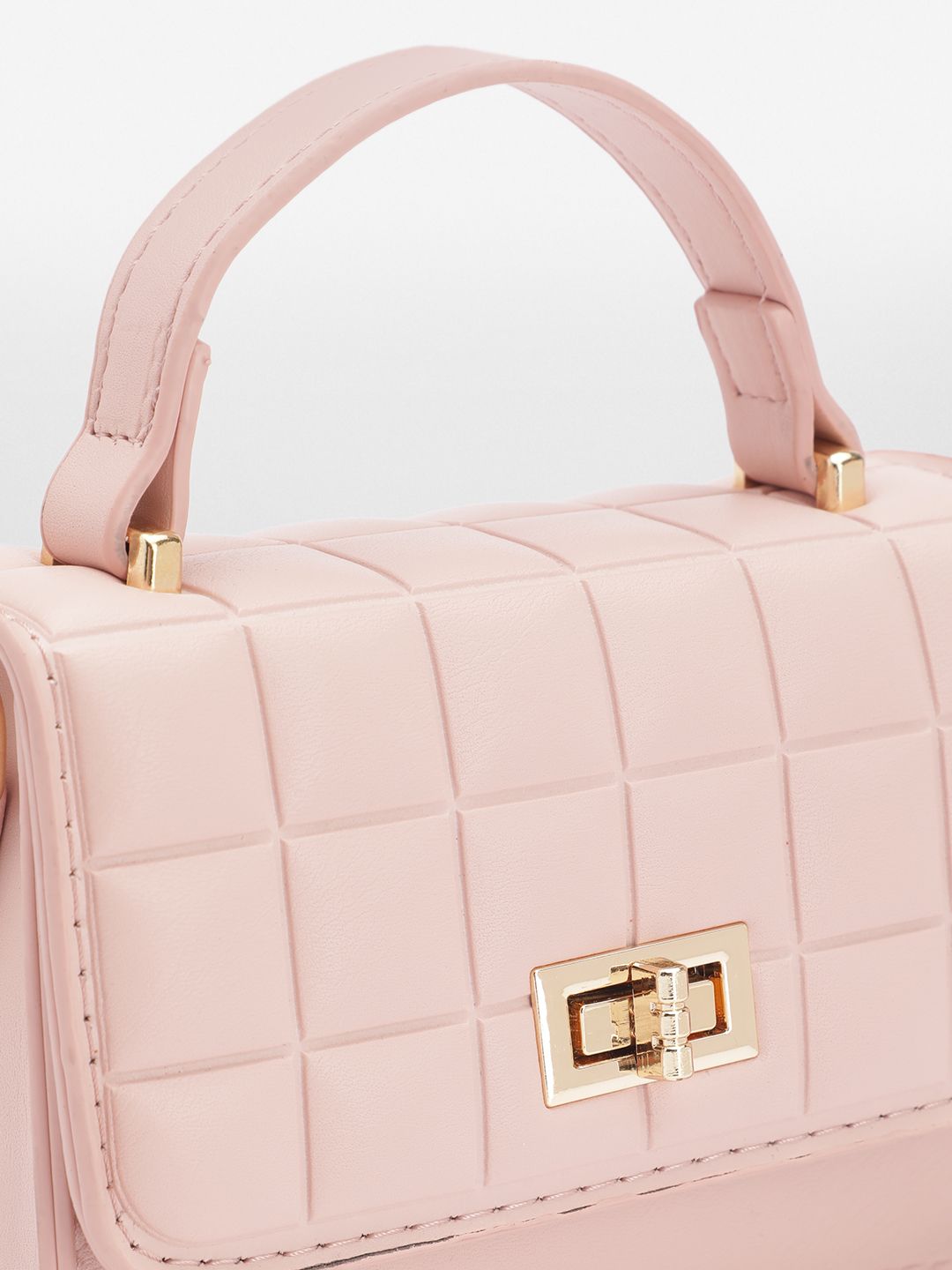 DressBerry Quilted Structured Satchel Bag