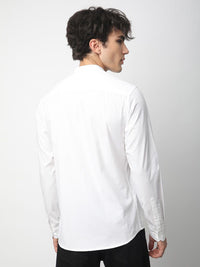 VASTRADO Men Classic Band Collar Solid Cotton Slim Fit Casual Shirt