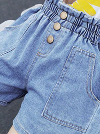 YK Girls Washed Denim Shorts Technology