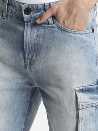 Bene Kleed Men Classic Relaxed Fit Light Fade Pure Cotton Cargo Jeans