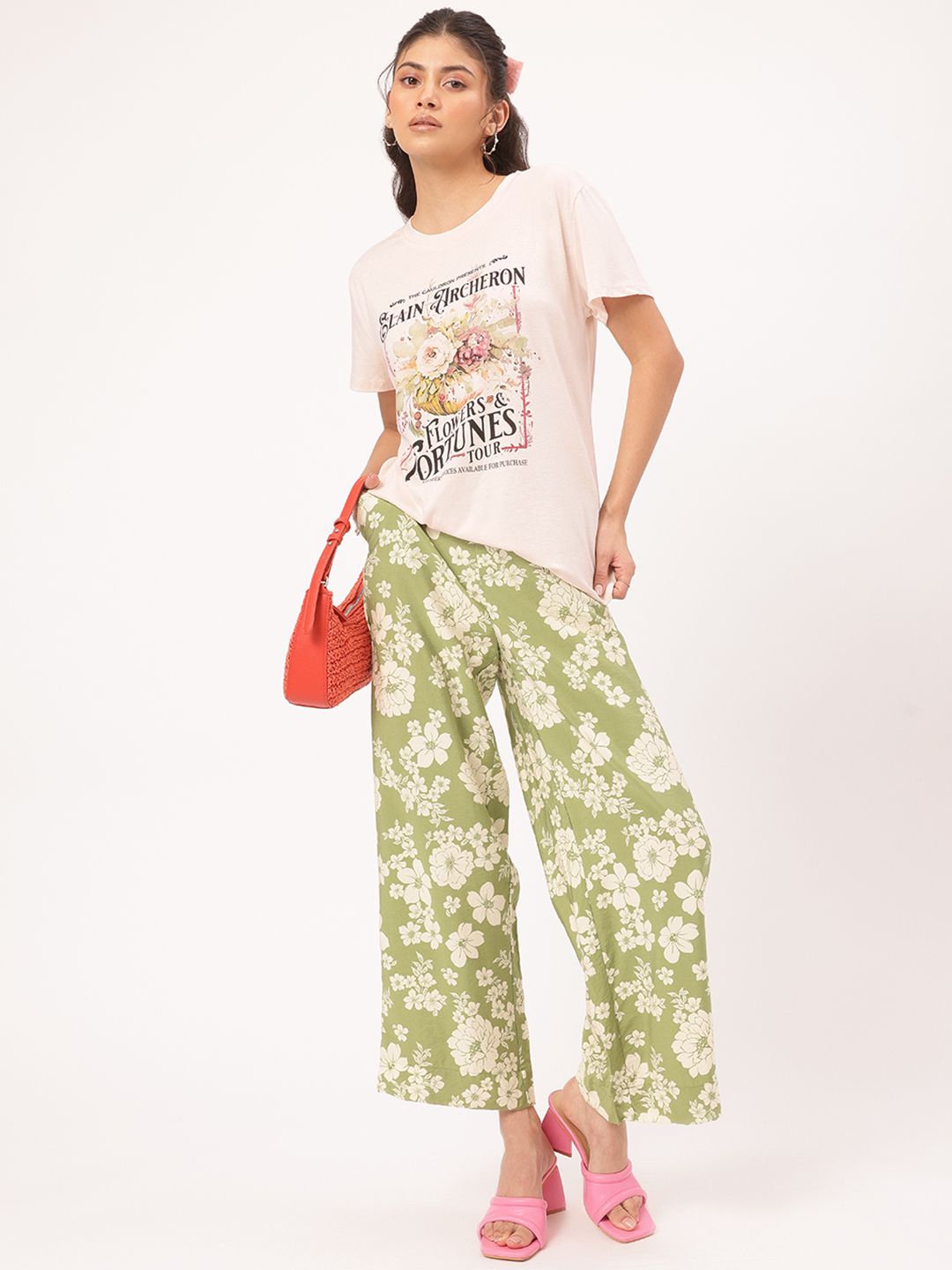 DressBerry Flower Fantasy Printed Tee Santai