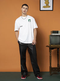 Bewakoof X Garfield Printed Drop-Shoulder Sleeves Oversized Cotton T-Shirt