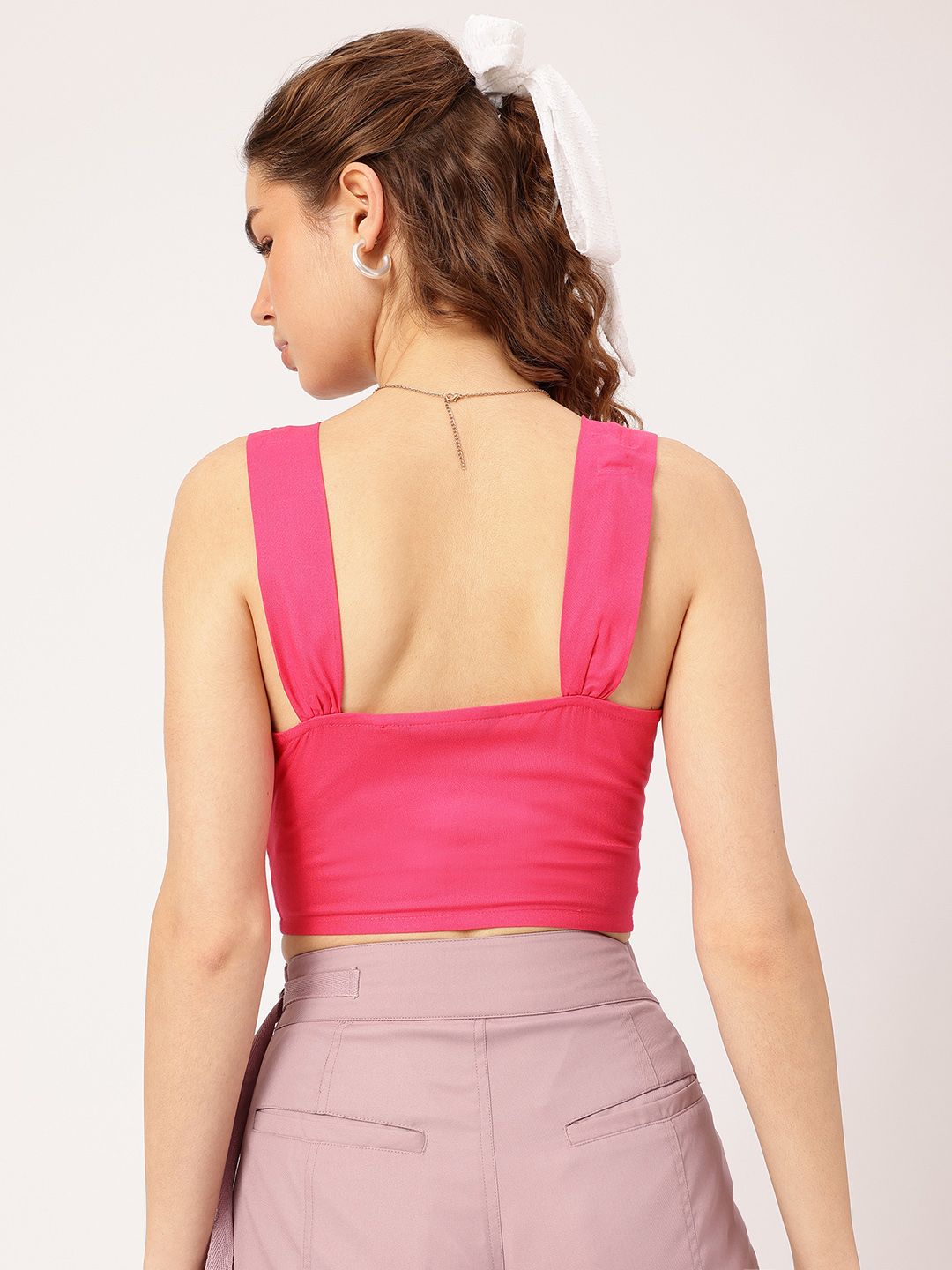 DressBerry Barbiecore Ruched Ready Strappy Crop Top
