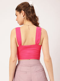 DressBerry Barbiecore Ruched Ready Strappy Crop Top