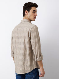 SPYKAR Men Spread Collar Textured Cotton Casual Shirt