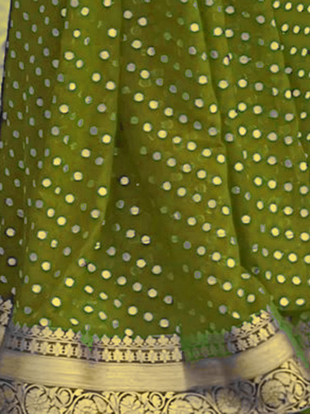 KALINI Polka Dots Woven Design Zari Saree