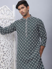 Jompers Floral Printed Mandarin Collar Straight Kurta