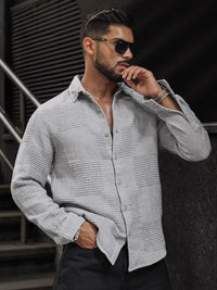 Powerlook Men Spread Collar Textured Casual Shirt