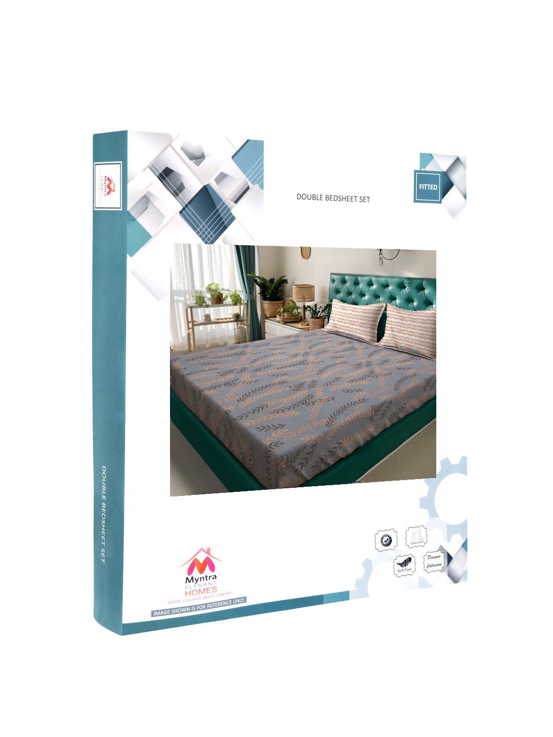 Myntra Elegant Homes Bunga Kelabu & Perang 300 TC Set Cadar Double King-2.5mX2.25m