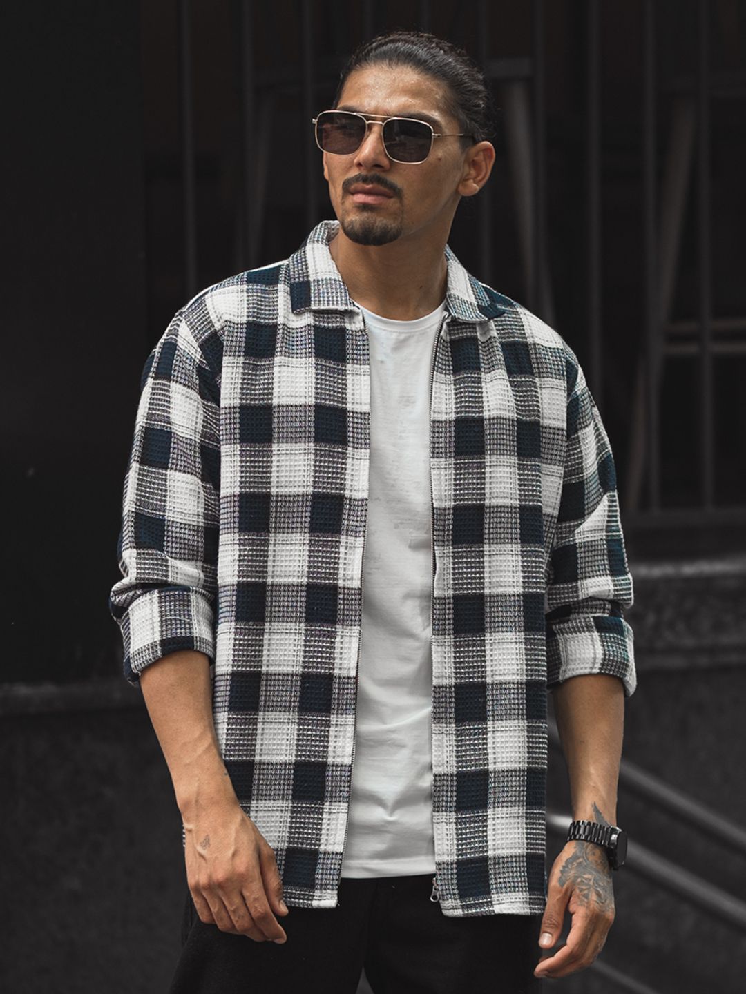 Powerlook Men Spread Collar Tartan Checked Casual Shirt