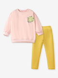 YK Girls Printed Round Neck Long Sleeves T-shirt With Trousers