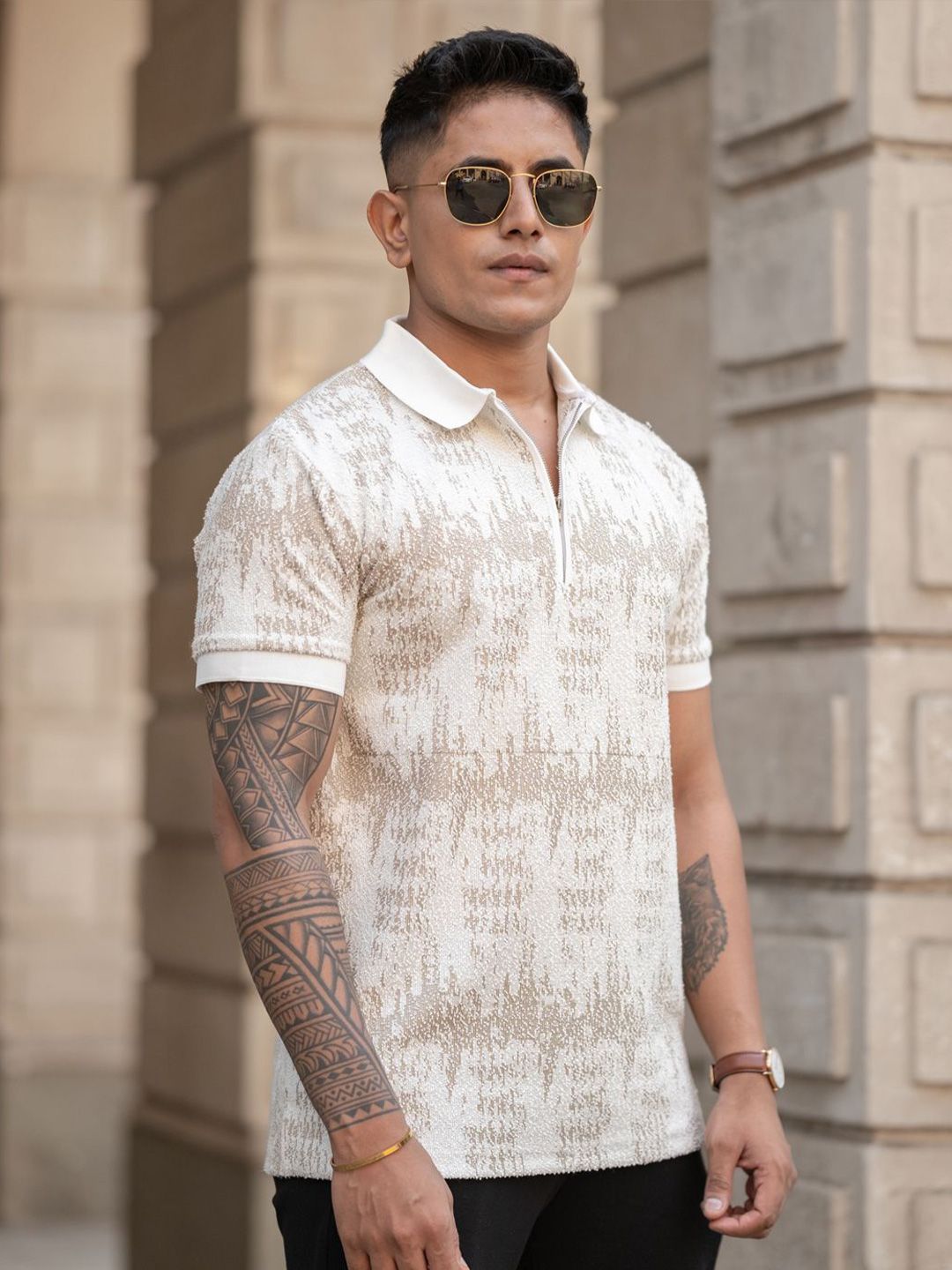 Powerlook Men Printed Polo Collar T-shirt