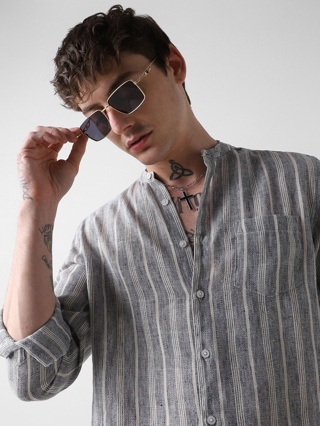 VASTRADO Men Slim Fit Multi Stripes Opaque Casual Shirt