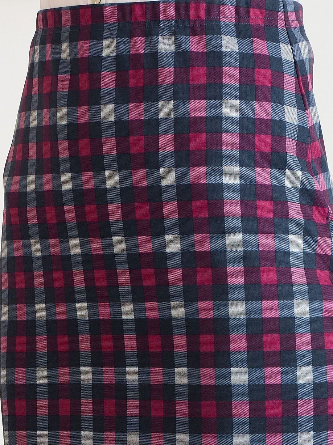 Berrylush Check High Rise Pencil Midi Skirt