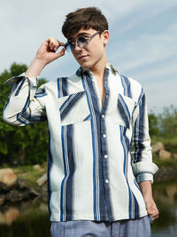 Campus Sutra Men Vertical Stripes Casual Shirt