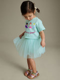 YK Girls Printed T-shirt With Skirt