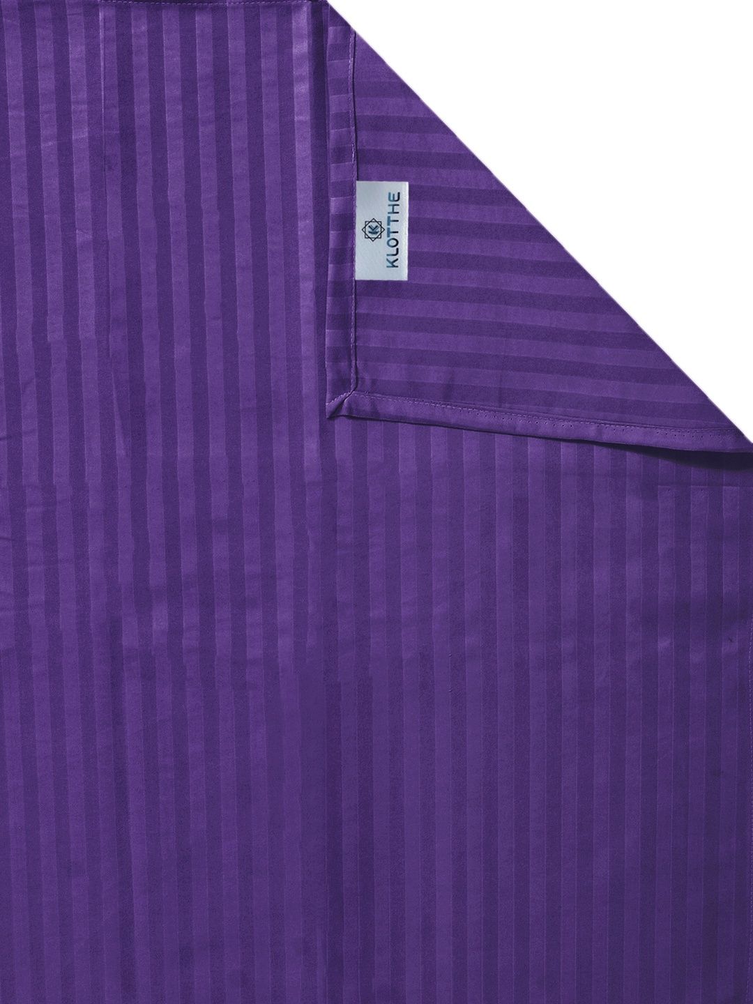KLOTTHE Purple Striped 300 TC King Bedsheet with 2 Pillow Covers