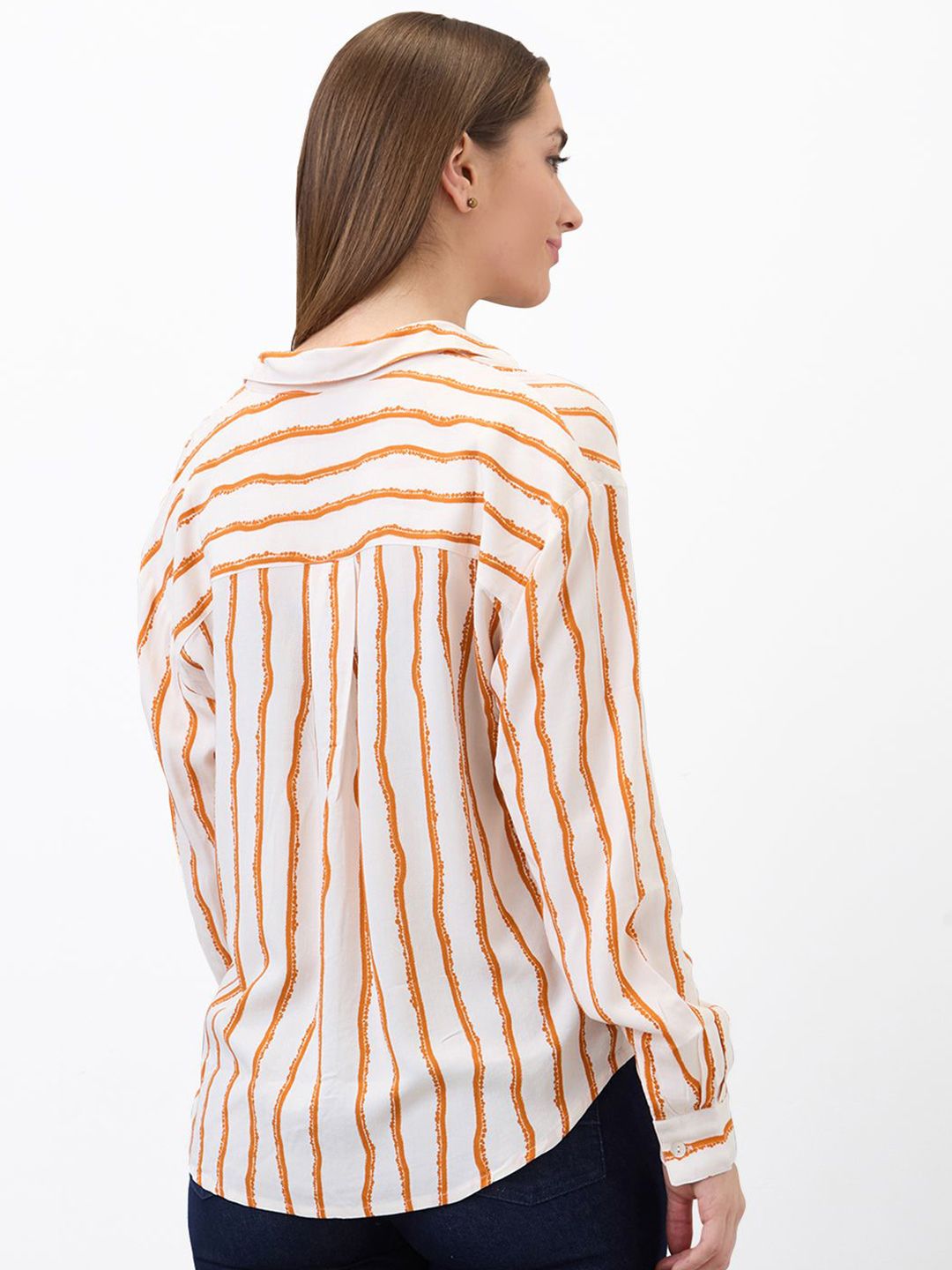 SPYKAR Women Spread Collar Vertical Striped Casual Shirt